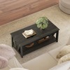 Coffee Table 43" with Storage Shelf and Sturdy V-Shaped Support, Farmhouse Wood Center Table for Living Room, Bedroom, Office, Balcony - 2 of 4