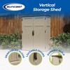 Suncast Large Vertical Shed with Multi Wall Design and Adjoining Door Handles, for Storing Oudoor Gear, Tools, and Equipment, Sand - 2 of 4