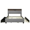 Queen size Upholstered Platform Bed with Storage Headboard, Twin XL Size Trundle and 2 drawers and a set of Sockets and USB Ports, Linen Fabric, Beige - 3 of 4
