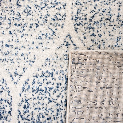 Madison Cream and Royal Blue Synthetic Runner Rug