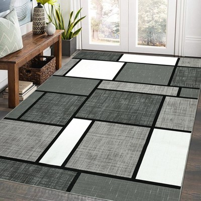COZONY Modern Farmhouse Throw Rug - Washable Non-Slip Low Pile Carpet for Bedroom, Dining Room, Office Home Decor