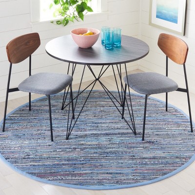 Handwoven Whimsical Blue Cotton 6' Round Area Rug