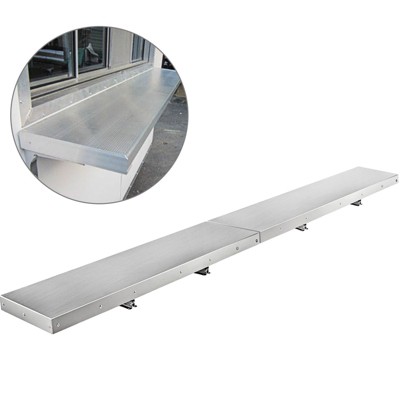 Munora 96" x 12" Stainless Steel Folding Concession Shelf - Heavy Duty Serving Shelf for Food Stands with 66 lb Capacity