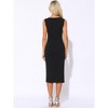 INSPIRE CHIC Women's Faux Wrap Slit V Neck Ruched Cocktail Pencil Midi Dress - 3 of 4