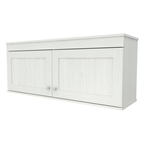 Modern White 2-Tier 2 Doors Stackable Wall Mounted Storage Cabinet