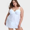 Women's Woven Cotton Lingerie Babydoll Dress - Auden™ White - 3 of 3