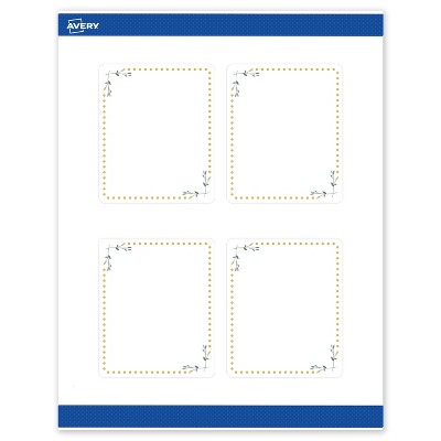 Avery 4" x 3-1/3" Labels, Gold Dots with Green Florals, 40 ct