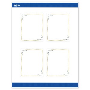 Avery 4" x 3-1/3" Labels, Gold Dots with Green Florals, 40 ct - 1 of 4