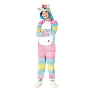 Girls Unicorn Hooded Onesie Halloween Costume Jumpsuit - 1 of 2
