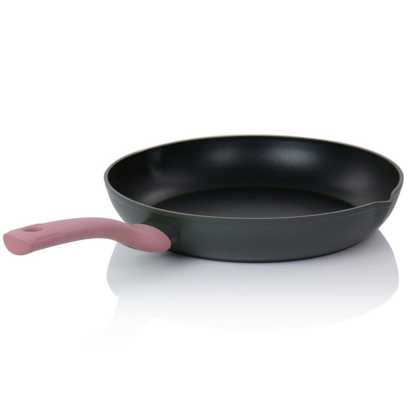 Oster Rigby 12 Inch Aluminum Nonstick Frying Pan in Pink with Pouring Spouts, 4 of 7