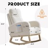 Dsvimoy Accent Chair Rocking Chair with Solid Wood Legs Stylish Glider with Side Pocket for Lounge, White, 29"*25"*18" - 2 of 4