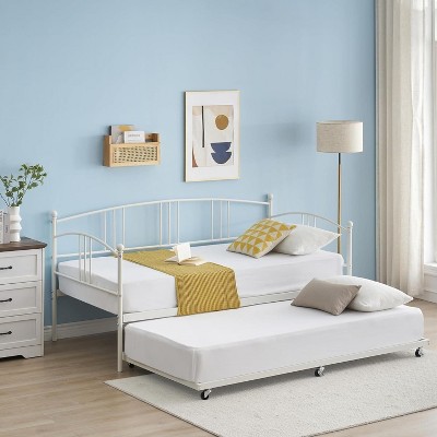 Twin Metal Daybed with Trundle, No Box Spring Needed