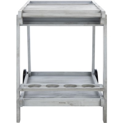 Gray Acacia Wood Outdoor Tea Trolley with Storage