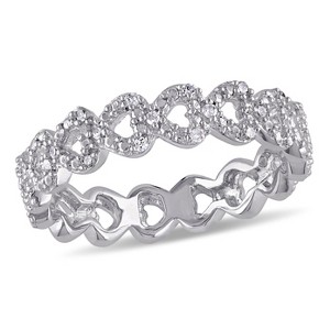 EVERLY JEWELRY | Sterling Silver Diamond Heart Link Ring - 1 of 4