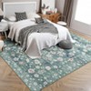 Washable Floral Area Rug, Non-Slip Low Pile Carpet for Living Room, Bedroom & Office Rug with Floral Pattern - 2 of 4