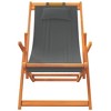 vidaXL Folding Beach Chairs in Gray Fabric - Adjustable Patio Seating with Eucalyptus Wood Frame - Outdoor Lounge Furniture Set of 2 - 4 of 4