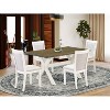 HomeStock 5-Piece Wire Brushed Linen White Finish Solid Wood Top Dining table with 4-Chairs - 2 of 4