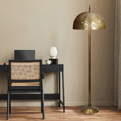 River of Goods 65.25" 3-Light Ivy Brushed Gold Finish Metal Floor Lamp: ETL Listed, Artisanal Design