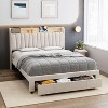 Upholstered Bed Frame with Storage Headboard and Charging Station, Platform Bed Frame with Drawers - 3 of 4
