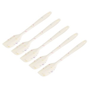 Unique Bargains Heat-resistant Scraper Silicone Spatula Spoon for Baking Cooking Mixing 8.5” White 5 Pcs - 1 of 4