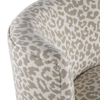Contemporary Beige Leopard Slipper Chair with Gold Tapered Legs