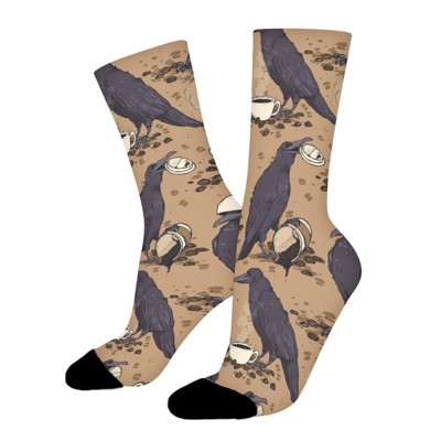 Ssravencoffee Women Printed Crew Socks Funny Funky Socks Soft Polyester Novelty Gifts for Artists Men