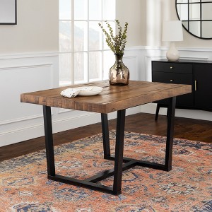 XIYUYEU Dining Table Modern Distressed Solid Wood Metal Open Frame Table for Dining Room - 1 of 4