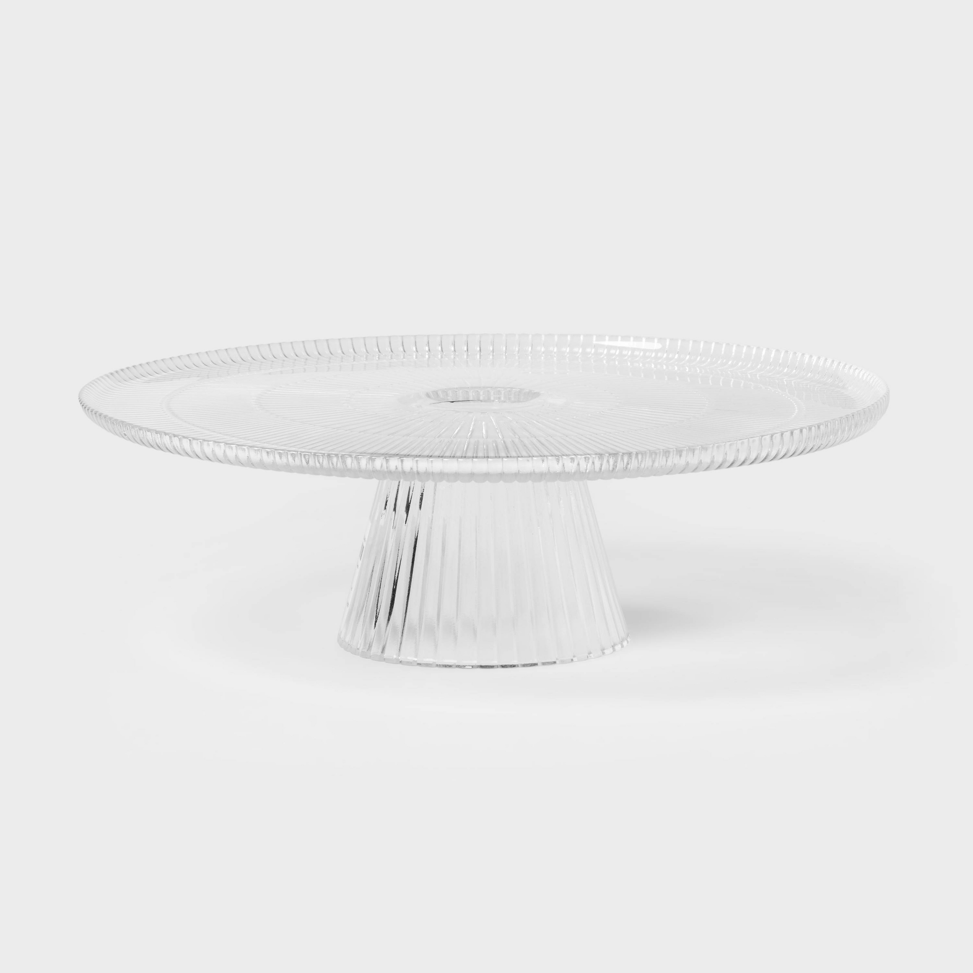 Ribbed Large Glass Cake Stand Clear - Threshold™