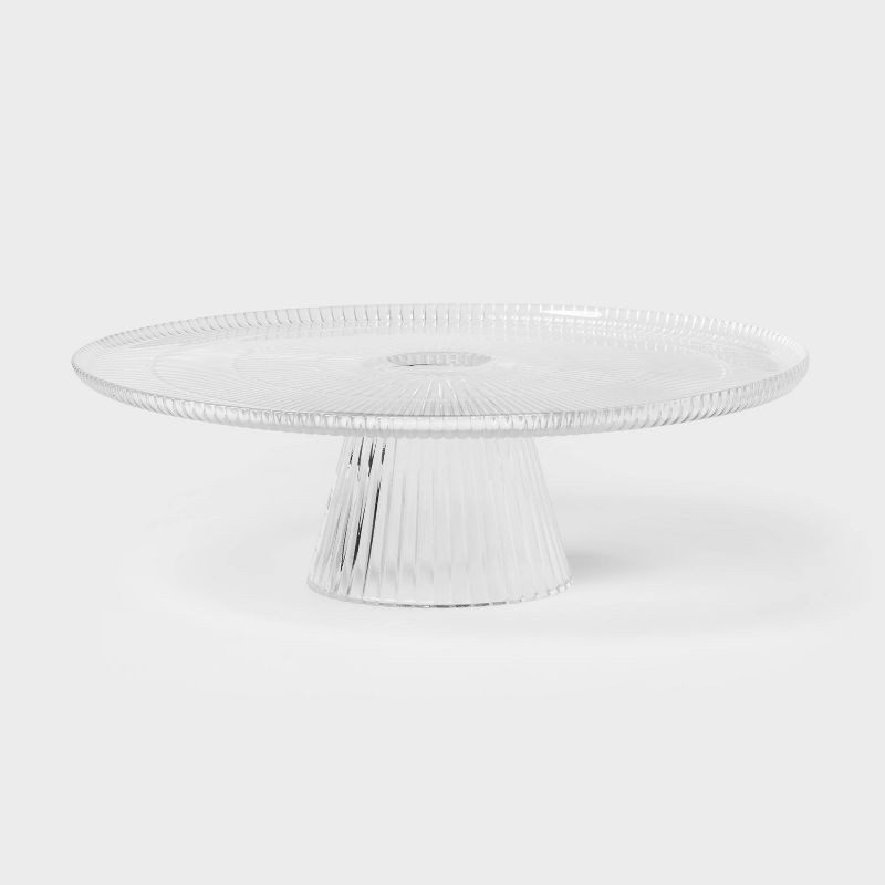 Ribbed Large Glass Cake Stand Clear - Threshold&#8482;, 1 of 6