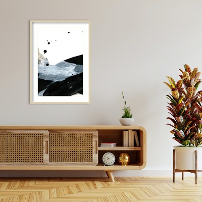 Black and White Abstract Wood Framed Wall Art Print, 30 x 41 Inches