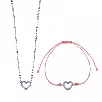 FAO Schwarz Heart Necklace and Bracelet Set