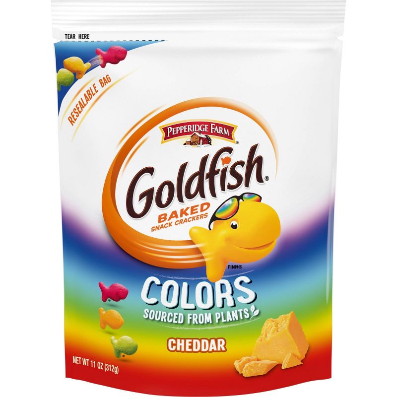 Pepperidge Farm Goldfish Colors Cheddar Crackers - 11oz Re-sealable Bag, 1 of 8