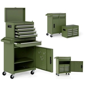 Costway 5-Drawer Rolling Tool Chest Cabinet Metal Tool Storage Box Lockable with Wheels Black/Red/Gray/Orange/Green/Yellow - 1 of 4