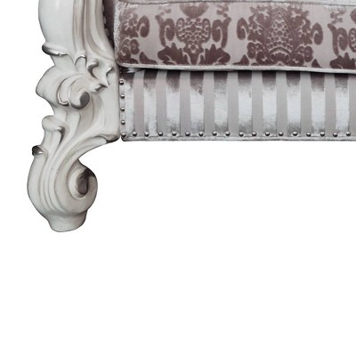 Versailles Ivory Velvet and Wood Accent Chair with Pillows
