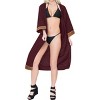 LA LEELA Women's Summer Beach Open Front Vacation Beachwear Long Bathing Suit Slouchy Duster Swimwear Coverups Duster Cardigans 2X-3X Purple, Solid - 4 of 4