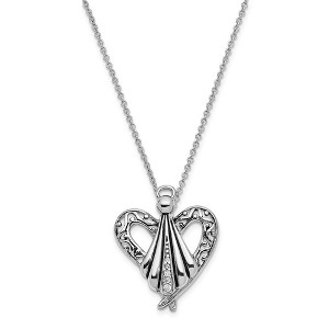 Black Bow Jewelry Rhodium Plated Sterling Silver & CZ Angel of Friendship Necklace, 18in - 1 of 4