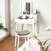 Costway Vanity Dressing Table Flip Desk Furniture Stool 2 White - image 3 of 4