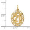 Black Bow Jewelry 14k Yellow Gold Number 21 Oval Heart Accent Charm or Pendant, 14mm - 4 of 4