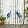 Outsunny Crane Garden Statues, 28.5" & 29" Standing Bird Sculptures, Metal Yard Art Decor, Landscape Decoration Set of 2, Blue - 2 of 4