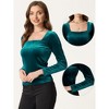 INSPIRE CHIC Women's Velvet Square Neck Long Sleeve Casual Blouses - 2 of 4