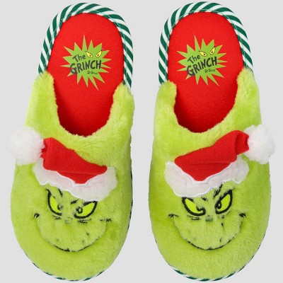 GRINCH Holiday Slippers, Christmas Scuff for Men and Women, Men's 7-14/Women's 9-16