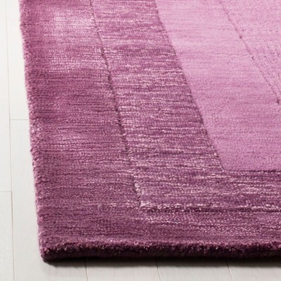Fuchsia and Purple 6' Square Handmade Wool Rug