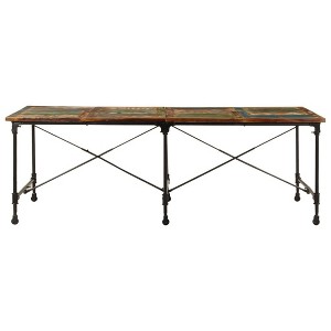 vidaXL Dining Table - 86.6"x35.4"x30.3" Solid Reclaimed Wood/Metal Legs - Industrial Charm Dining Room/Kitchen Table - Multicolor Variations - 1 of 4