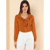 INSPIRE CHIC Women's Ruffle Neck Pleated Front Long Sleeve Blouse - 2 of 4