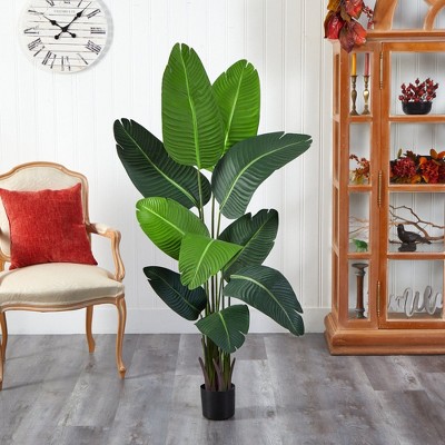 5' Green Silk Palm Tree with Black Pot