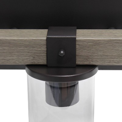 Rustic Restored Wood Look 3-Light Bath Vanity with Glass Shades