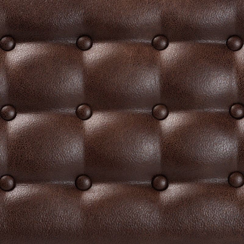 Walsh Faux Leather Upholstered and Wood Ottoman Dark Brown/Walnut Brown - Baxton Studio, 6 of 10