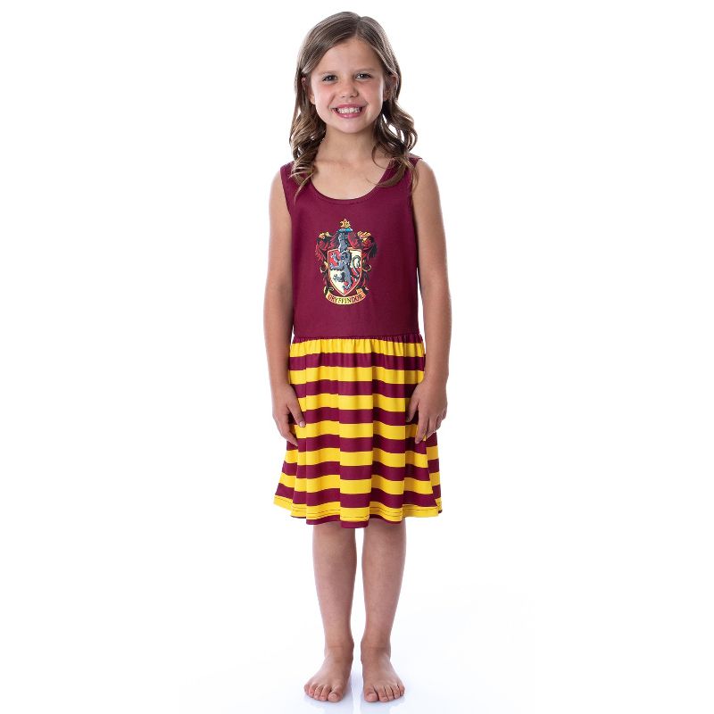 Harry Potter Girls All Houses Crest Logo Tank Stripe Accent Pajama Nightgown, 2 of 5