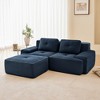 82" Corduroy L-Shaped Modular Sectional Sofa with Movable Ottoman, Pearl-Like Piping, Tufted Design, and No Assembly - 2 of 4