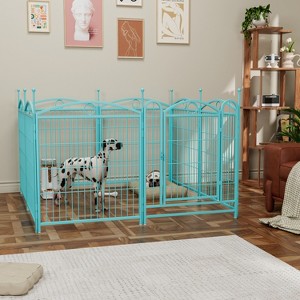 Dog Playpen Indoor 32 inch 8 Panels Metal Dog Pen Pet Dog Fence Outdoor Exercise Pen with Doors - 1 of 4